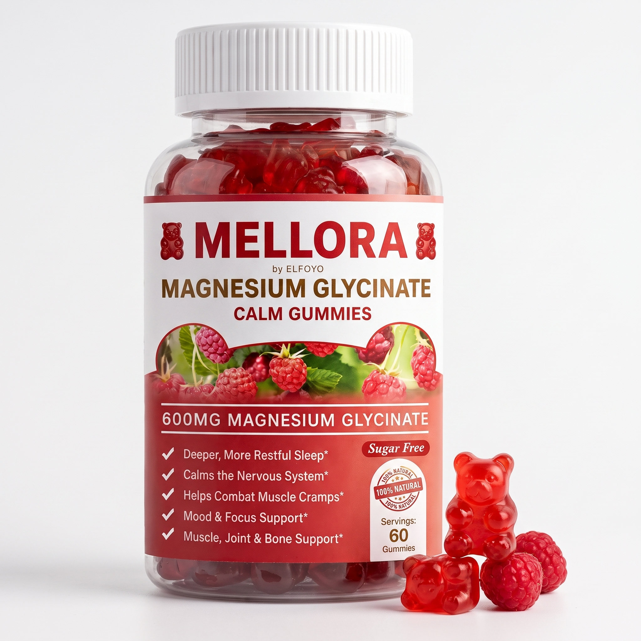 Mellora jar with raspberry gummies